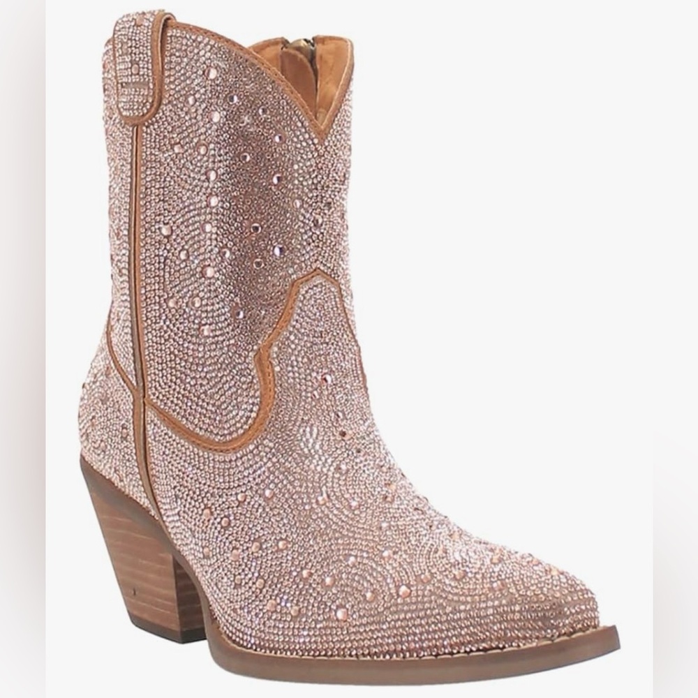 New Dingo Leather Sparkling Rhinestone Ankle Booties Size 6